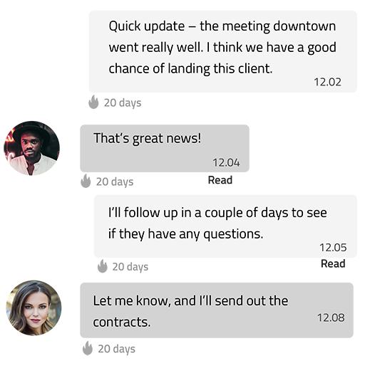 Multiple speech balloons with different portraits.